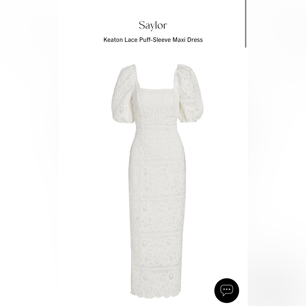 Saylor White Lace Puff-Sleeve Maxi Dress